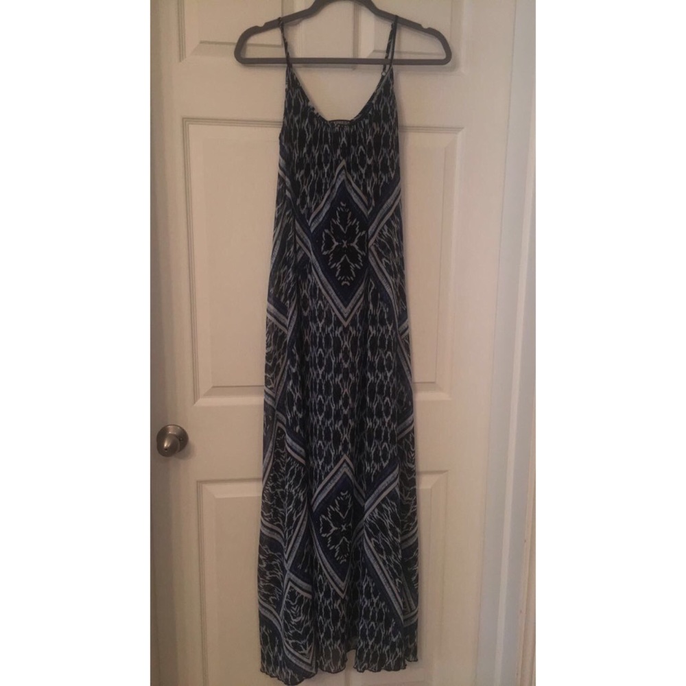 all blue long dress